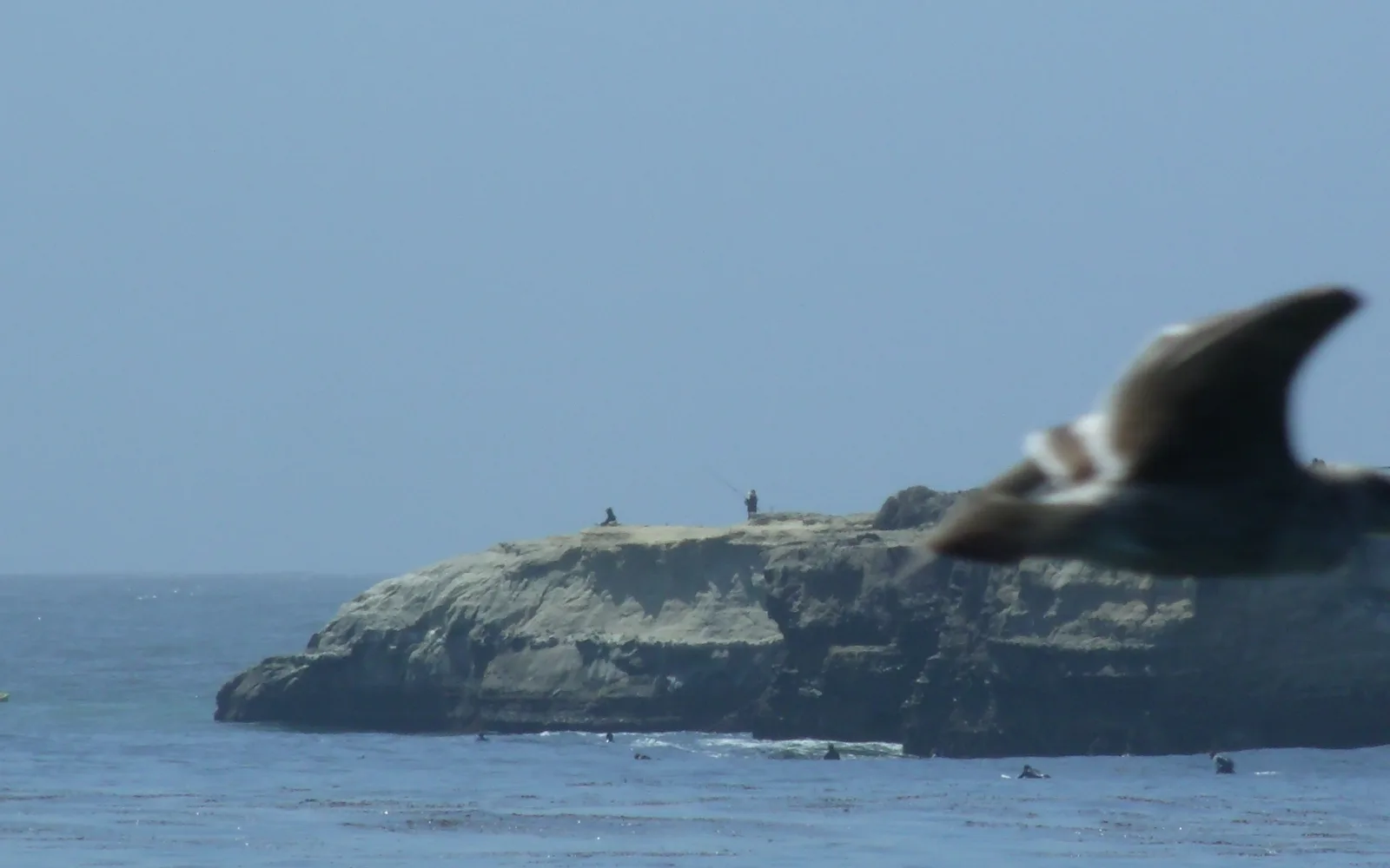 Steamer Lane, a famous surfing break at Santa Cruz with Ocean waves and cliffs
